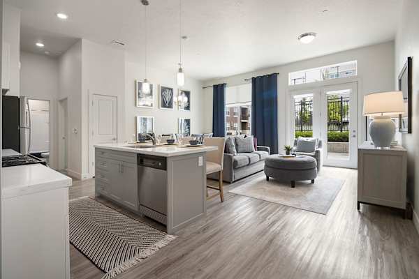Living room with wooden floor at 200 City View, Provo, 84601